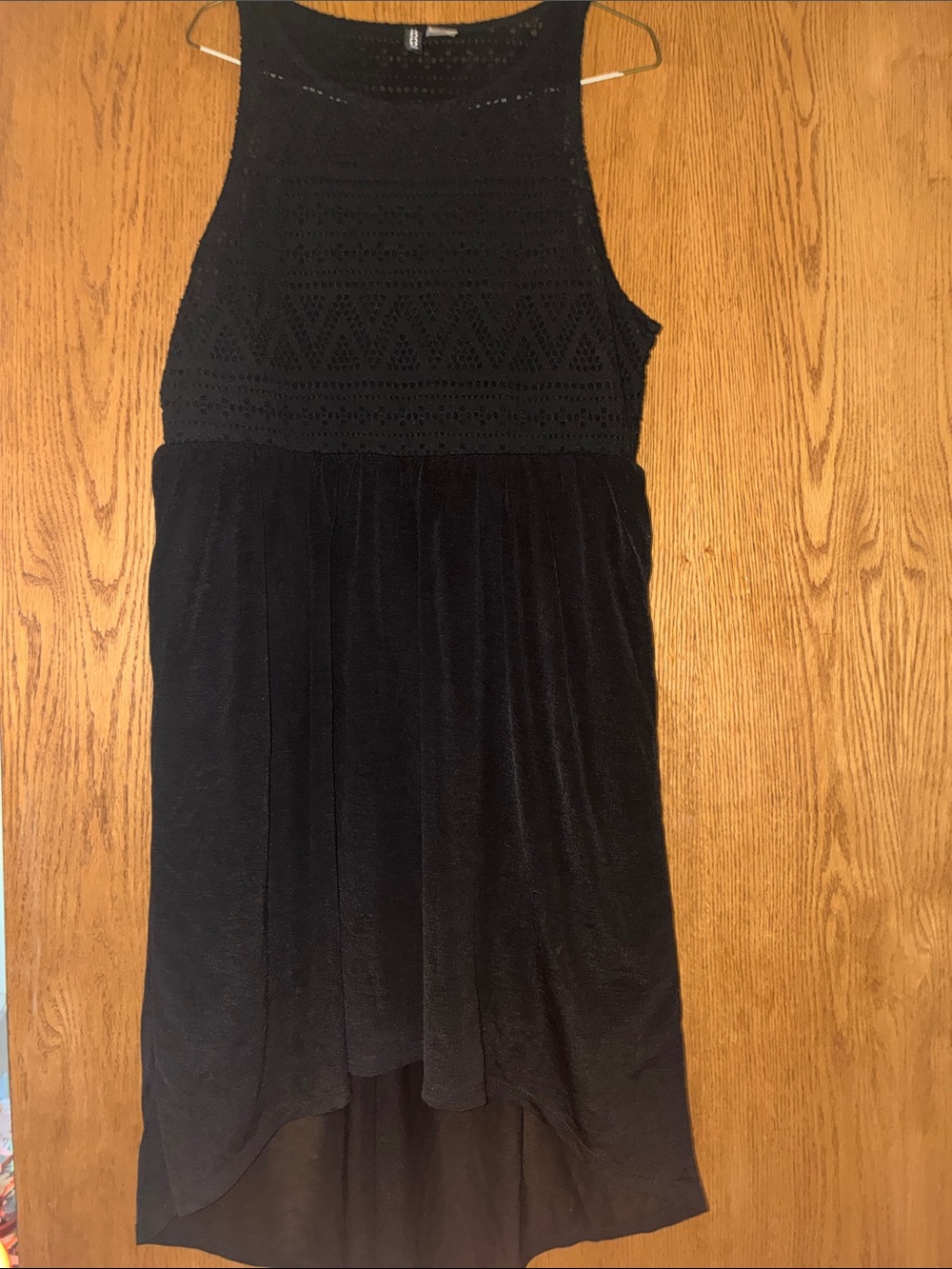 Divided Black High-Low Crochet Tank Dress